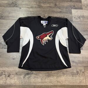 RARE! Vintage Y2K Phoenix Coyotes NHL Reebok Sewn Black Edition Hockey Jersey XL
